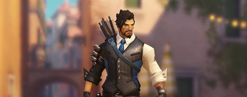 Screenshot of Hanzo from Overwatch in formal attire - Writing by GamerZakh